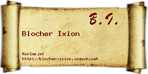 Blocher Ixion névjegykártya